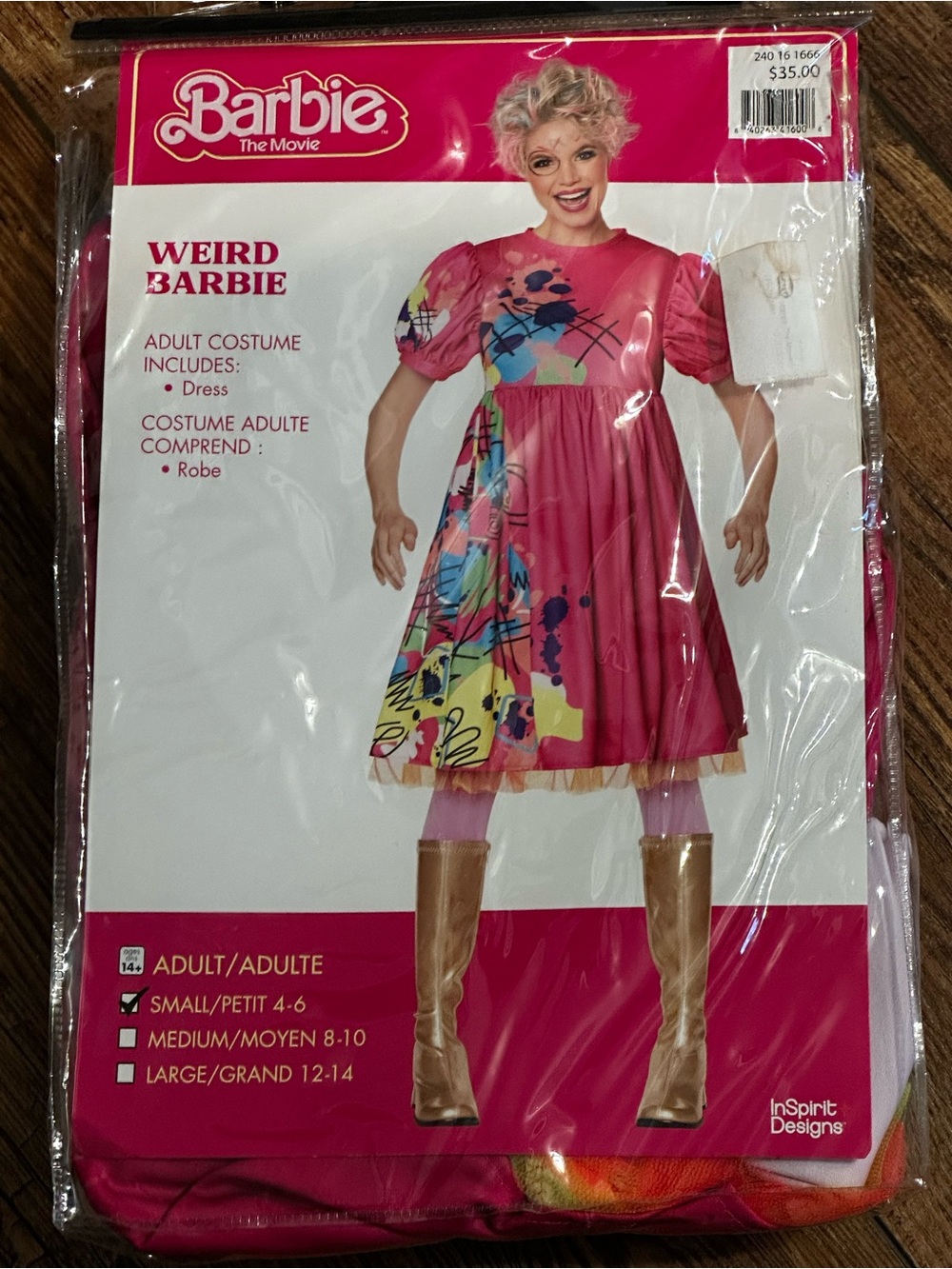 Weird Barbie Pink Graphic Mini Dress with Multicolor Print. New! Costume